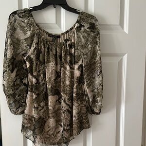 White House Black Market Camouflage Print Blouse